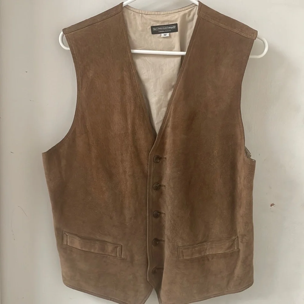The J. Peterman Company Lexington Kentucky Brown Suede Leather Vest Size M